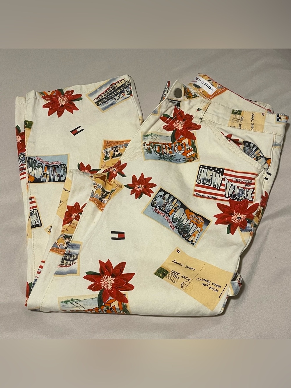Tommy Hilfiger Cream Postcard & Red Floral Print Jeans